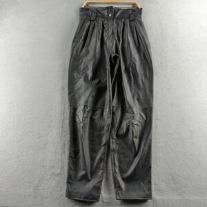 Vintage 80s Privata Leather Pants Womens 11 Black High Rise Tapered Pleated Moto